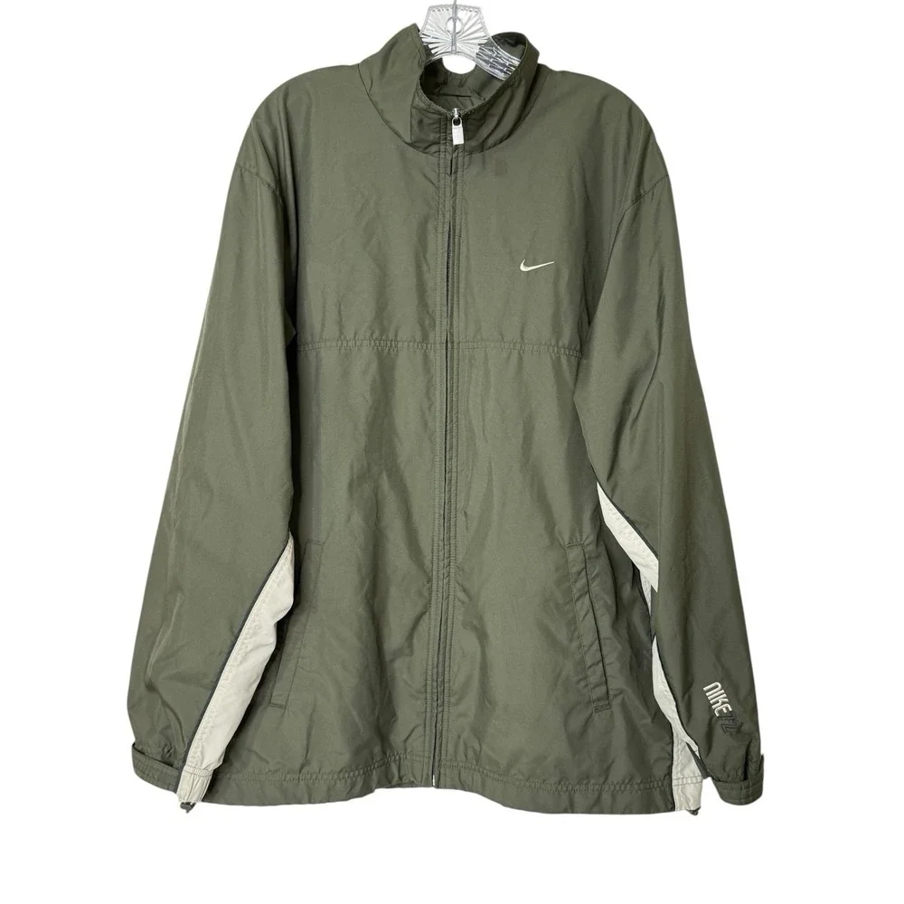 Nike72‎ Windbreaker Jacket Mens L Olive Green/Tan Full Zip Vintage